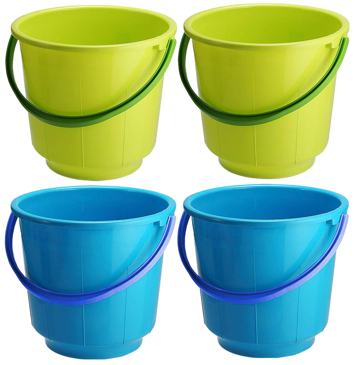 Kuber Industries 2 Pieces Unbreakable Strong Plastic Bathroom Bucket 13 LTR (Green & Blue) -CTKTC042995