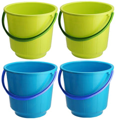 Kuber Industries 2 Pieces Unbreakable Strong Plastic Bathroom Bucket 13 LTR (Green & Blue) -CTKTC042995