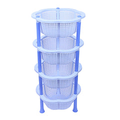 Kuber industries Plastic 2 Pieces 4 Layer Multi-Purpose Kitchen Storage Basket Rack (Blue)-CTKTC25224