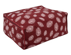 Heart Home Leaf Printed Saree Cover/Clothes Organiser For Wardrobe With Transparent Window, Pack of 6 (Maroon)