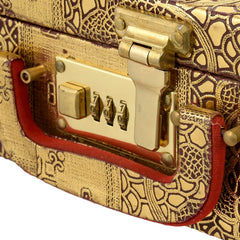 Kuber Industries Multipurpose Wooden Emobssed Design 2 Rod Bangle Box/Organizer/Case With Mirror & Number Lock System - Pack of 2 (Gold)-47KM0551