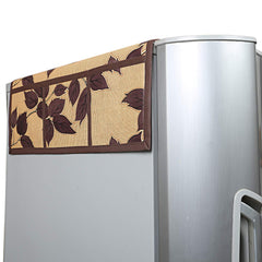 Kuber Industries Leaf Design PVC Fridge Top Cover - Brown