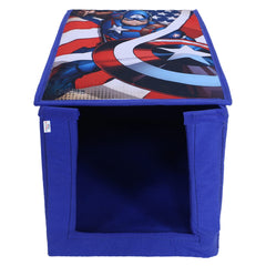 Heart Home Marvel Captain America Shirt Stacker|Foldable Shirt Stacker for Cloth|Non-Woven Wardrobe Organizer for Home With Lid|Pack of 4 (Blue)