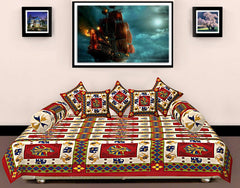 Kuber Industries 8 Piece Cotton Diwan Set - Multicolour