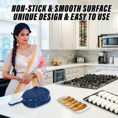 Heart Home Dumpling Maker | Plastic 2 in 1 Kitchen Dumpling Making Tool | Momos Maker Machine | Gujiya Maker | Manual Dumpling Maker | Blue