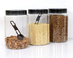 Heart Home Food Grade Odourless BPA Free Plastic Kitchen Container Set with Airtight Lid,500ml, Set of 3 (Grey)-HS42KUBMART25066