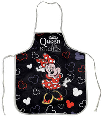 Kuber Industries Disney Minnie Print Silk Kitchen Apron (Black)-KUBMART010100