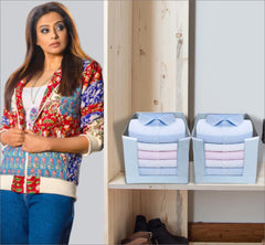 Kuber Industries Non-Woven 4 Pieces Shirt Stacker Wardrobe Organizer (Grey)-CTKTC25721