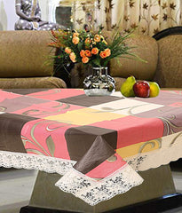 Kuber Industries Checkered PVC 4 Seater Centre Table Cover - Maroon