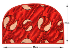 Heart Home D Shape Ball Printed Anti-Slip Durable Velvet Door Mat, Welcome Mat for Entryway,Patio,Garage, Outdoor, 21"x14" (Red)-47HH01275