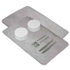 Heart Home Dish Dry Mat | Microfiber Drying Mat | Kitchen Drying Mat | Self Dish Dry Mat | Water Absorbent Kitchen Mat | Embossed Dish Dry Mat | 38x50 | Pack of 2 | Gray