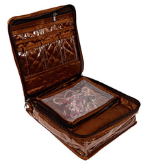 Kuber Industries Laminated Jewellery Box/Organizer with 4 Transparent Mesh Pouch & 1 Bangle/Watch Rod (Brown)-HS_38_KUBMART20998