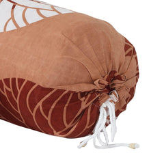 Heart Home Flower Printed Soft & Luxurious Decorative Cotton Bolster Cover- Set of 6, 16"x32" (Brown)-44HH0140