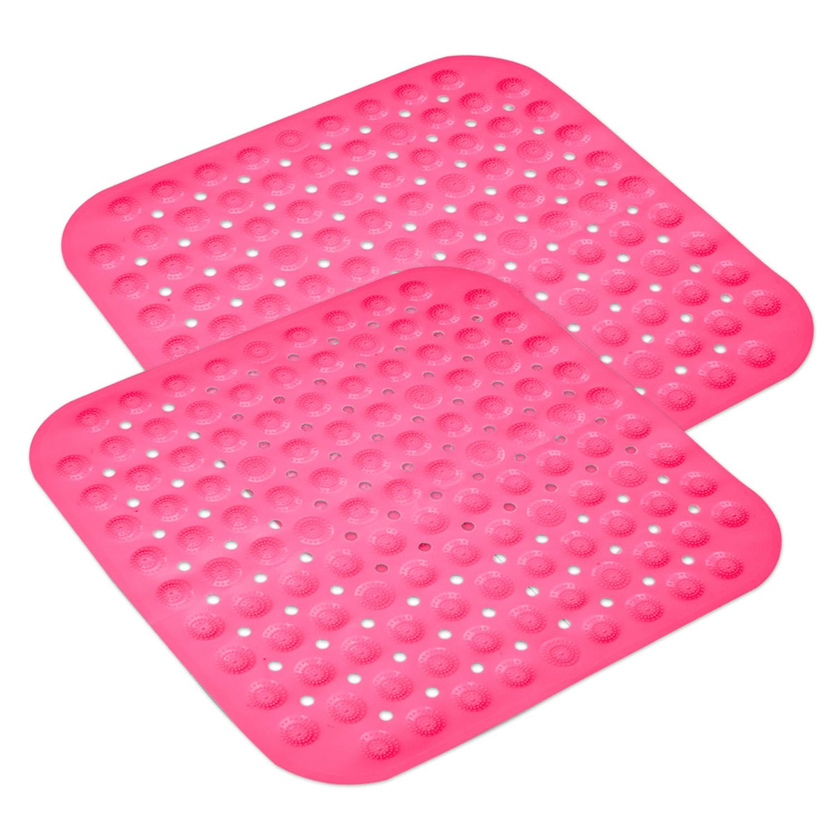 Kuber Industries Bath Mat | PVC Bathroom Mat | Shower Bath Mat | Square Bath Tub Mat | Foot Massager Mat | Anti-Skid Floor Mat | Shower Mat | Pack of 2 | Pink