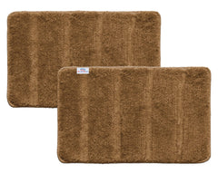 Heart Home Strips Design Cotton Door Mat for Porch/Kitchen/Bathroom/Laundry Room, 24"x16" Pack of 2 (Light Brown) 52HH3963