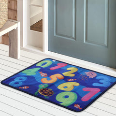 Heart Home Door Mat for Kids Room|Anti Skid Door Mat for Kids Bedroom|Microfiber Number Pattern Door Mat (Navy Blue)