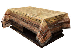 Kuber Industries PVC Flower Design 4 Seater Center Table Cover (Brown)