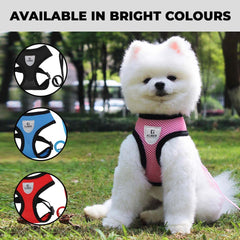Kuber Industries Dog Harness with Adjustable Leash|Breathable Polyester Mesh|Small Size|Comfortable No-Pull Grip | Quick Release Buckles | Pink Pet Walking Set | Secure and Stylish Dog Harness