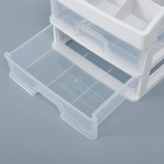 Kuber Industries 2 Layer Cabinet Drawer Box|Desktop Storage Box|Multi Drawer Storage Organizer| White