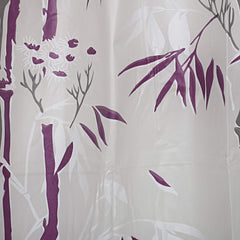 Heart Home Bamboo Printed Stain Resistant, No Odor, Waterproof PVC AC/Shower Curtain with Hooks,7 Feet (Grey)