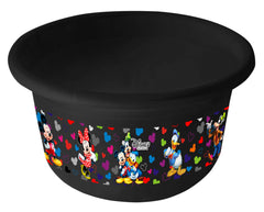 Kuber Industries Disney Team Mickey Print Unbreakable Plastic Multipurpose Bath Tub/Washing Tub 25 Ltr (Black) -HS_35_KUBMART17454 (Model Number: HS_35_KUBMART017454)
