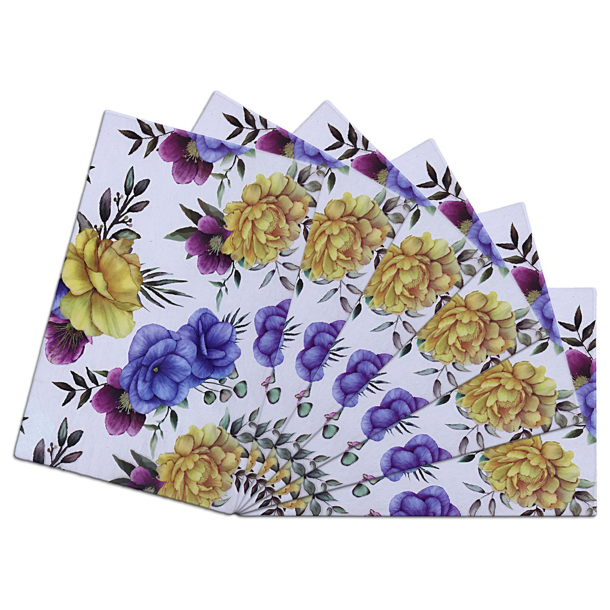 Kuber Industries Floral Print PVC Waterproof & Washable Refrigerator|Fridge Placemats for Home & Kitchen Set of 6 (Transparent)