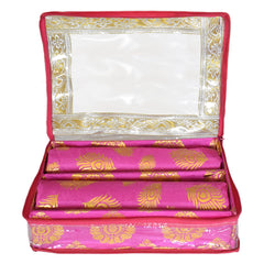 Heart Home Bareque Seamless Design Laminated 2 Rod Box, Organizer For Bangle, Watches, Bracelets, Jewellery With Tranasparent Top (Pink)-47HH0438