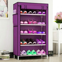 Homestic Shoe Rack|Non-Woven 5 Shelves Shelf|Foldable Storage Rack Organizer for Shoe, Books (Purple)