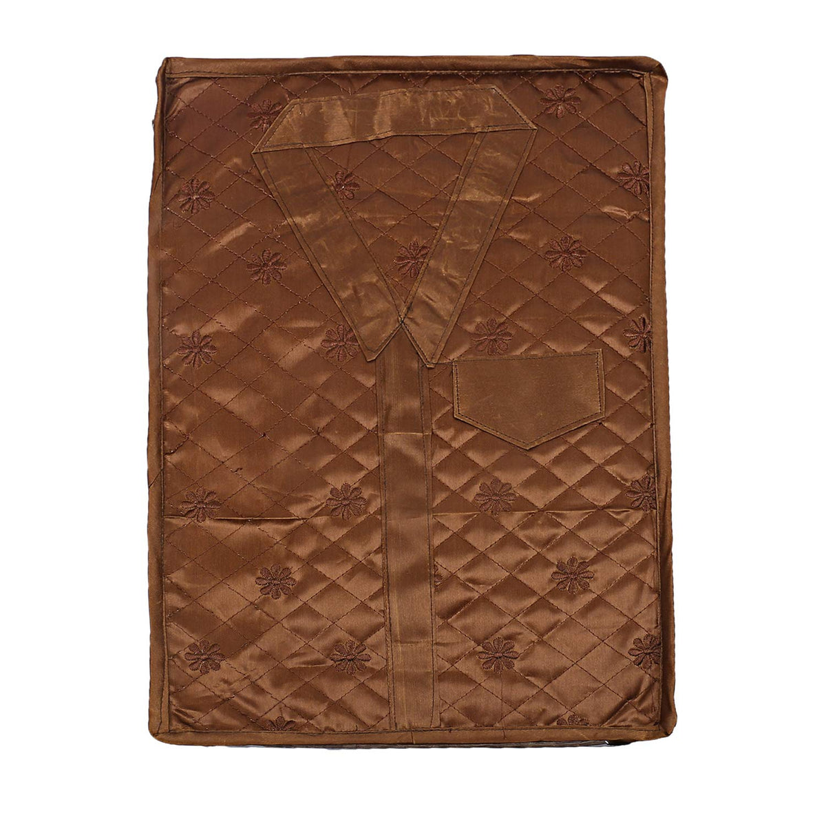 Kuber Industries 3 Layered Quilted Satin Shirt Cover (Brown) -CTLTC10586