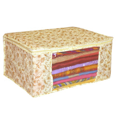 Heart Home Non Woven Saree Cover Set|Transparent Window & Zipper Closure|Regular Cloth Bag|Wardrobe Organiser Set|Pack of 9 (Brown)