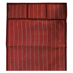 Kuber Industries Lining Print Jute Fridge Top Cover with 6 Utility Side Pockets (Maroon)