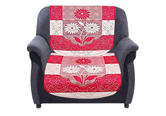 Kuber Industries Flower Cotton 6 Piece 5 Seater Sofa Cover Set (Pink) - CTKTC22266