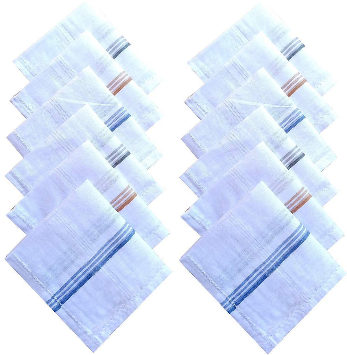 Kuber Industries Cotton 12 Piece Men's Handkerchief Set - White (CTKTC05634), Standard