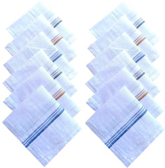 Kuber Industries Cotton 12 Piece Men's Handkerchief Set - White (CTKTC05634), Standard