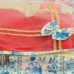 Kuber Industries Floral Print Non-Woven Saree cover For Store Saree, Lehenga, Suit With Transparent Top,Pack of 9 (Blue) 54KM4160