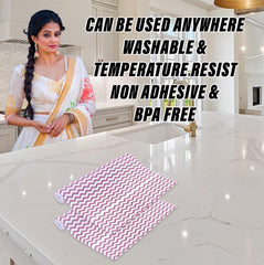 Heart Home Shelf Liner | EVA Kitchen Cabinet Shelf Mat | Anti-Slip Bathroom Mat | Fridge Mat | Table Mat | Zig Zag Design Wardrobe Mat | 1.5 Meter | Pink