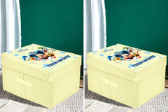 Kuber Industries Disney Team Mickey Printed Multipurposes Non-Woven Flodable Storage Box/Oragnizer- Pack of 2 (Cream)-HS43KUBMART26576