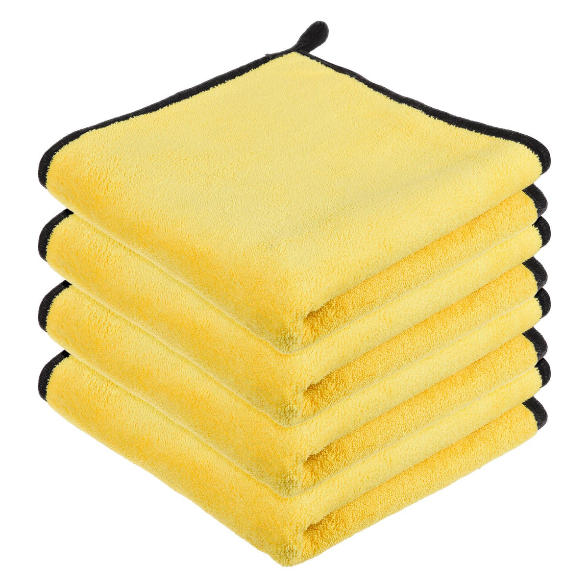 Heart Home Cleaning Towel | Reusable Cleaning Cloths for Kitchen | Duster Towel for Home Cleaning | 400 GSM Cleaning Cloth Towel with Hanging Loop | 40x40 | Pack of 4 | Yellow