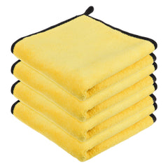 Heart Home Cleaning Towel | Reusable Cleaning Cloths for Kitchen | Duster Towel for Home Cleaning | 400 GSM Cleaning Cloth Towel with Hanging Loop | 40x40 | Pack of 4 | Yellow