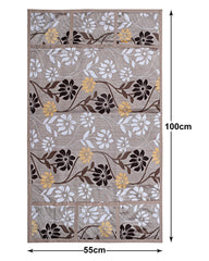 Kuber Industries Floral Print Polyester Fridge Top Cover, Protect for Scratches with 6 Utility Side Pockets (Light Brown)