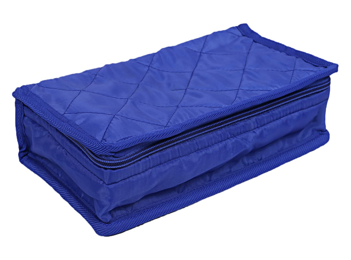 Kuber Industries Multiuses Polyester Jewellery Organizer With 4 Pouches (Blue)
