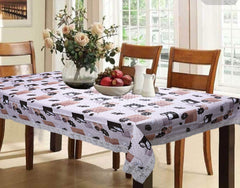 Kuber Industries Cairy Design PVC 6 Seater Dining Table Cover 60"x90" (Cream)- CTKTC032459