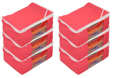 Kuber Industries 6 Piece Non Woven Saree Cover Set, Orange