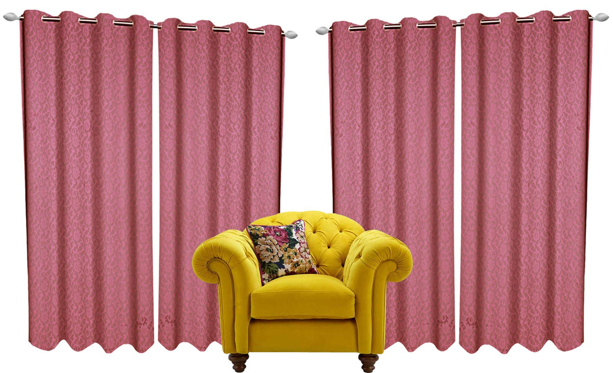 Kuber Industries Cotton 4 Pieces 7 Feet Eyelet Door Curtain (Pink) - CTKTC22166