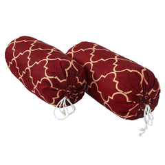 Kuber Industries Bolster Cover|Soft Cotton Bolster Cover Set|Diwan Round Bolster Pillow Covers|Luxurious Lattice Print Roll Masand Cover|16x32 Inch|Pack of 2 (Red)