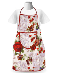 Kuber Industries Apron For Men And Woman|Waterproof Apron For Kitchen|Designer Front Pocket|Adjustable Neck strap & Waist Belt|Unisex Size Standard|RED