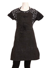 Kuber Industries Floral Cotton 2 Piece Kitchen Apron with Front Pocket Set - Black