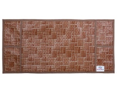 Heart Home Wooden Check Printed PVC Decorative Microwave Oven Top Cover with 4 Utility Pockets (Brown)