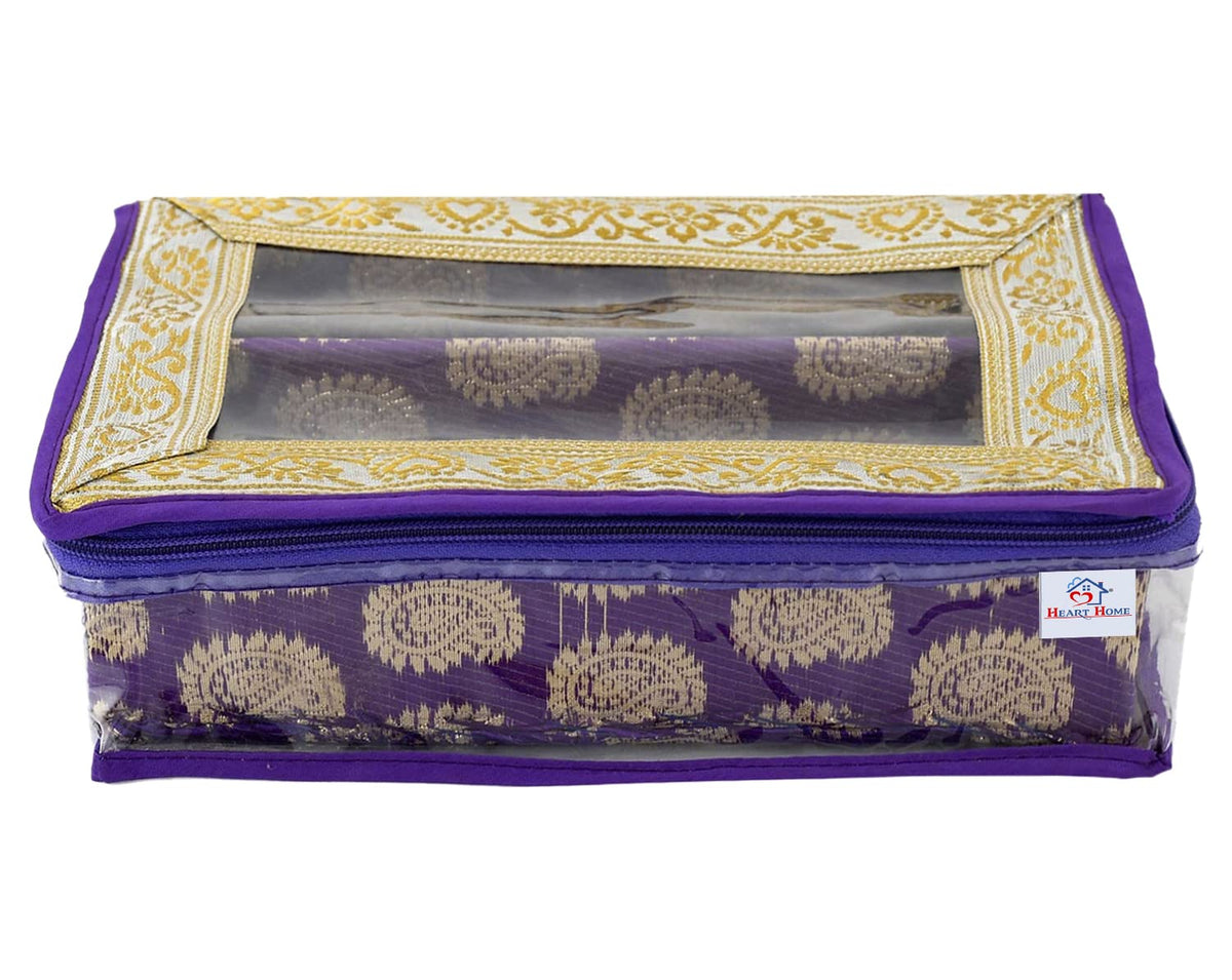 Heart Home Multipurpose Carry Design Laminated 2 Rod Bangle Box/Organizer/Case With Tranasparent Top (Purple)-47HH053