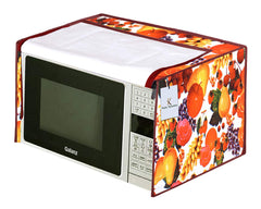 Kuber Industries Fruits Design PVC Microwave Oven Full Closure Cover for 23 Litre (White & Maroon) CTKTC33241
